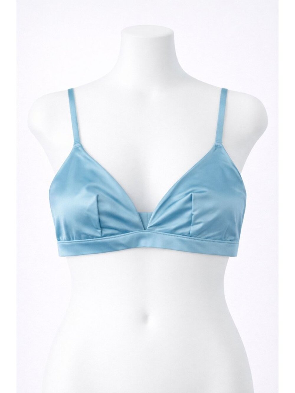 Auden size XS Blue Satin Unlined Wirefree Triangle Bralette NEW